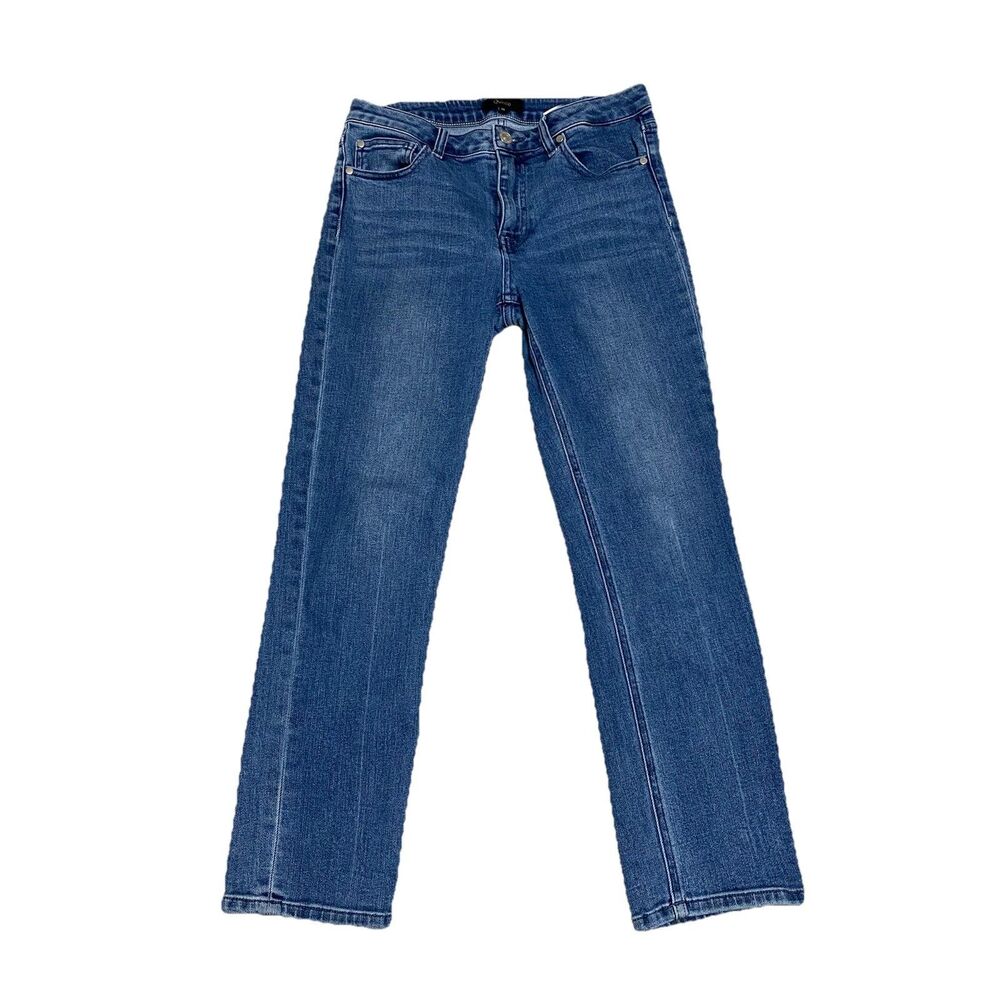 Quince Jeans Womens 28 Blue Stretch Mid Rise Slim Straight Medium Wash Denim